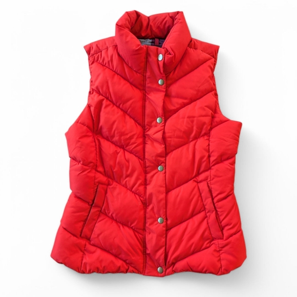 Vintage GAP Bubble Vest Puffer Insulated Jacket Women's Sz S Vermillion Red - Picture 2 of 6